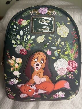 Loungefly Black Fox & Hound Floral Mini Backpack